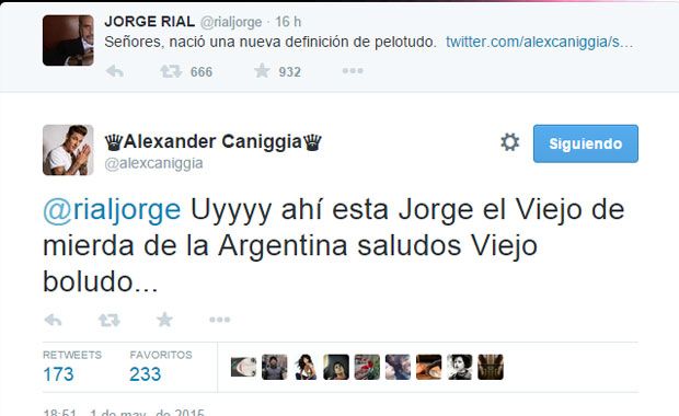Pelea twittera: Jorge Rial y Alexander Caniggia